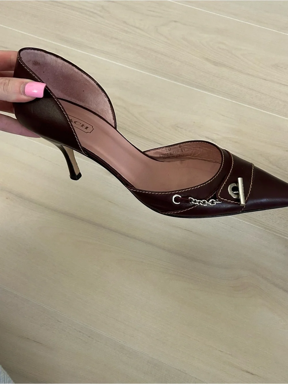 burgundy coach heels